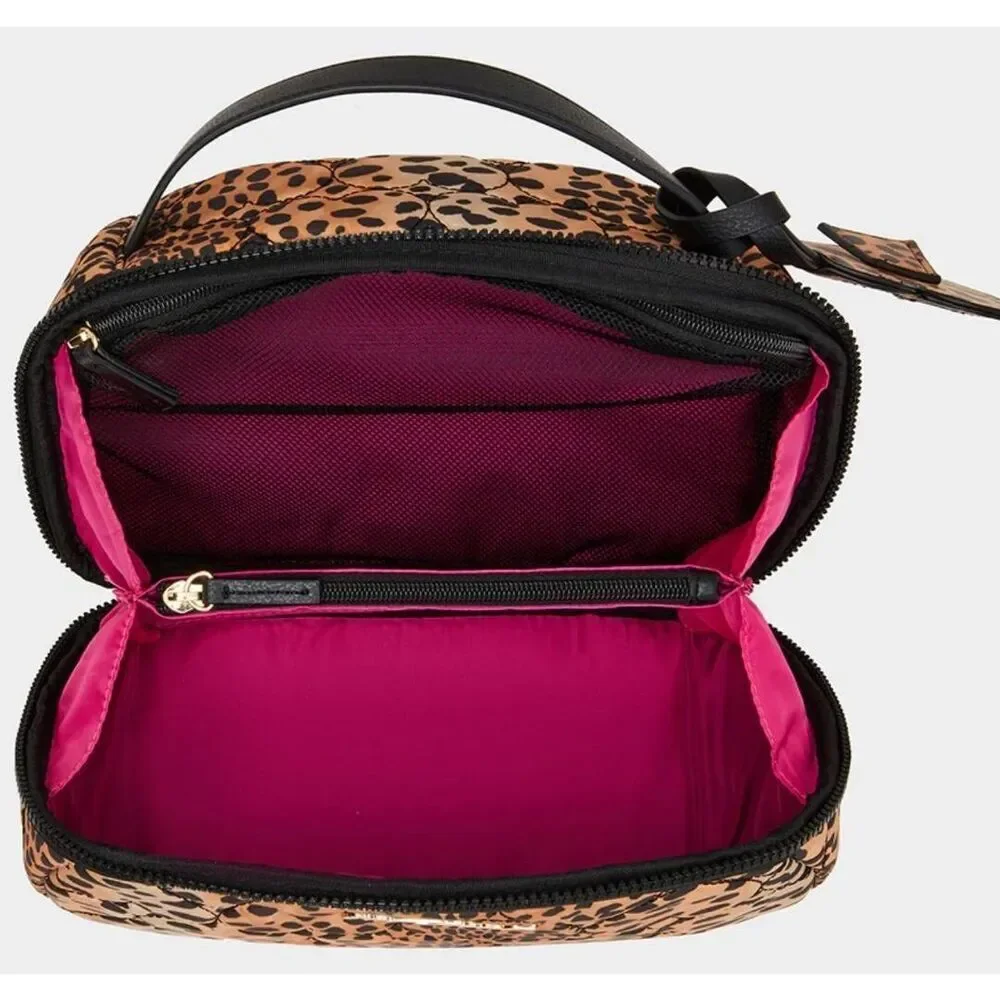 NWT~BETSEY JOHNSON Loaf Cosmetic case with Heart Mirror~Leopard design~$48